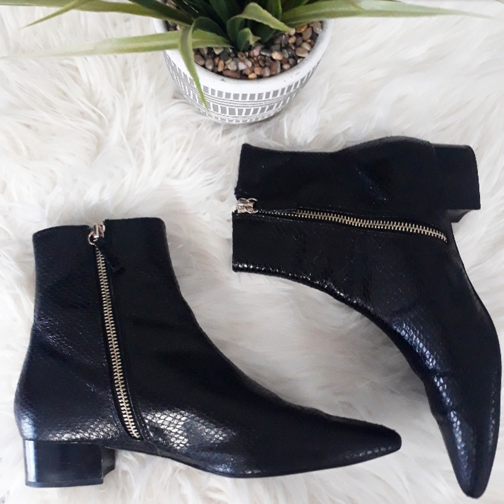 Zara | black snake skin bootie